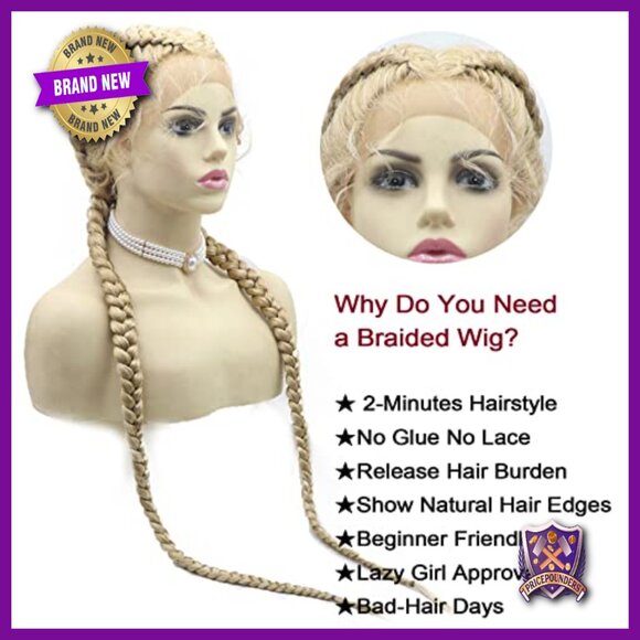 32-Inch Full Lace Front Box Braid Wig with Baby Hair, Heat Resistant main image 4